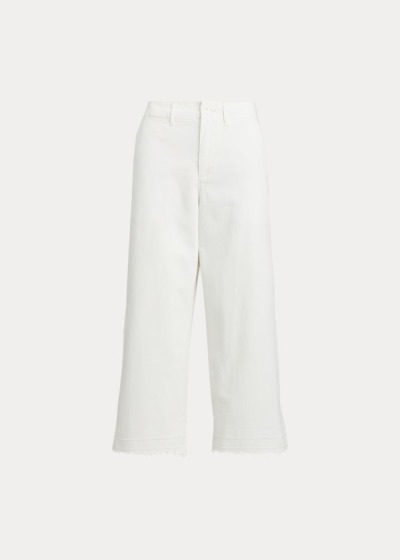 Pantalones Polo Ralph Lauren Mujer Blancos - Cropped Wide-Leg Twill - LMUAG6493